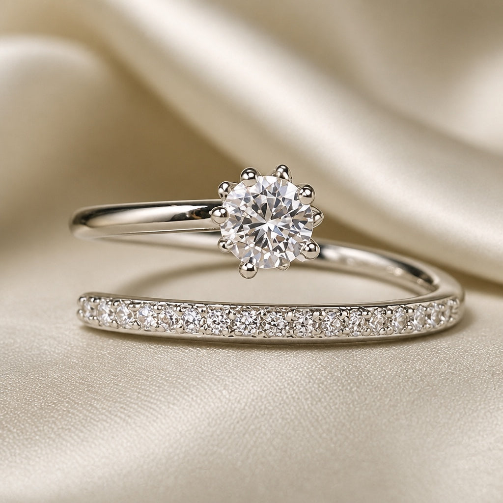 White Gold Inlaid Zirconia Glow Ring