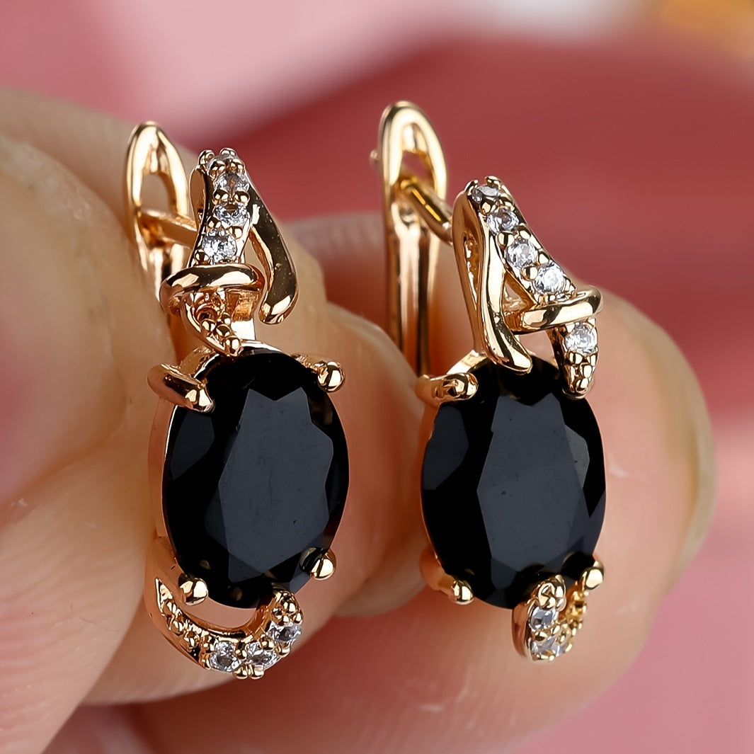 Golden Teardrop Cut Stone Earrings
