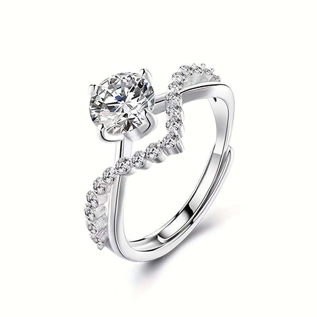 Crown Solitaire Crystal Promise Ring
