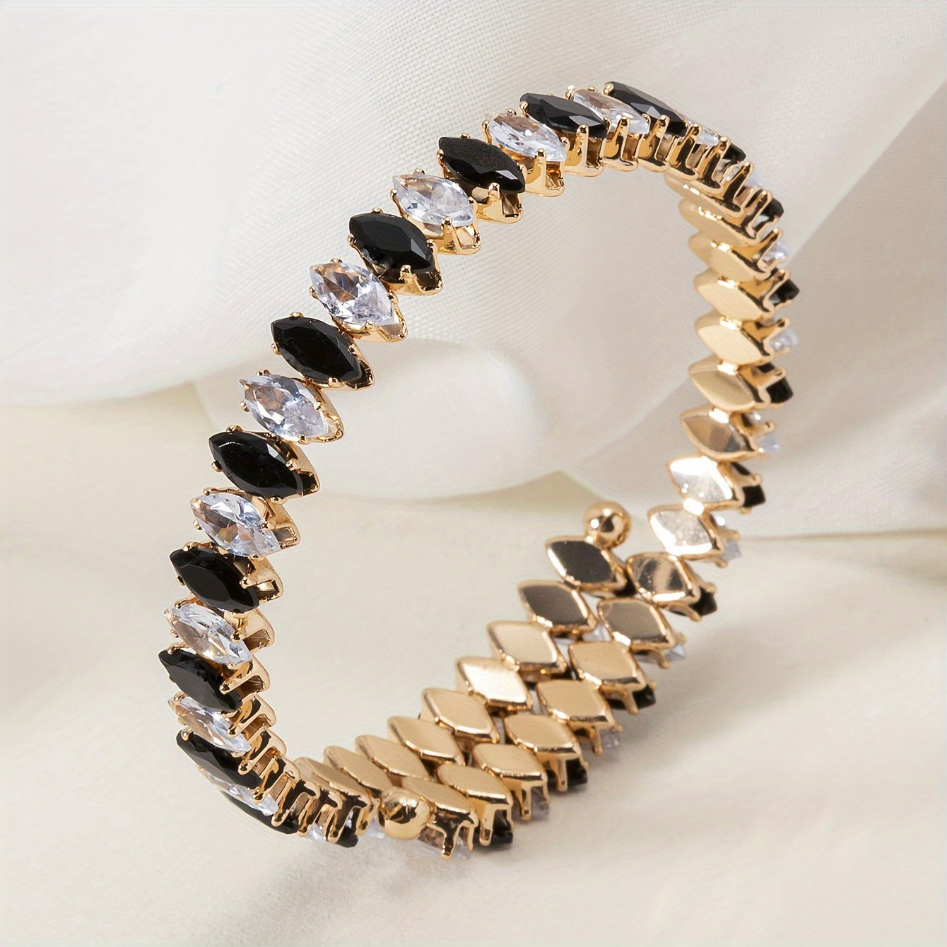 Marquise Zirconia Onyx Bracelet