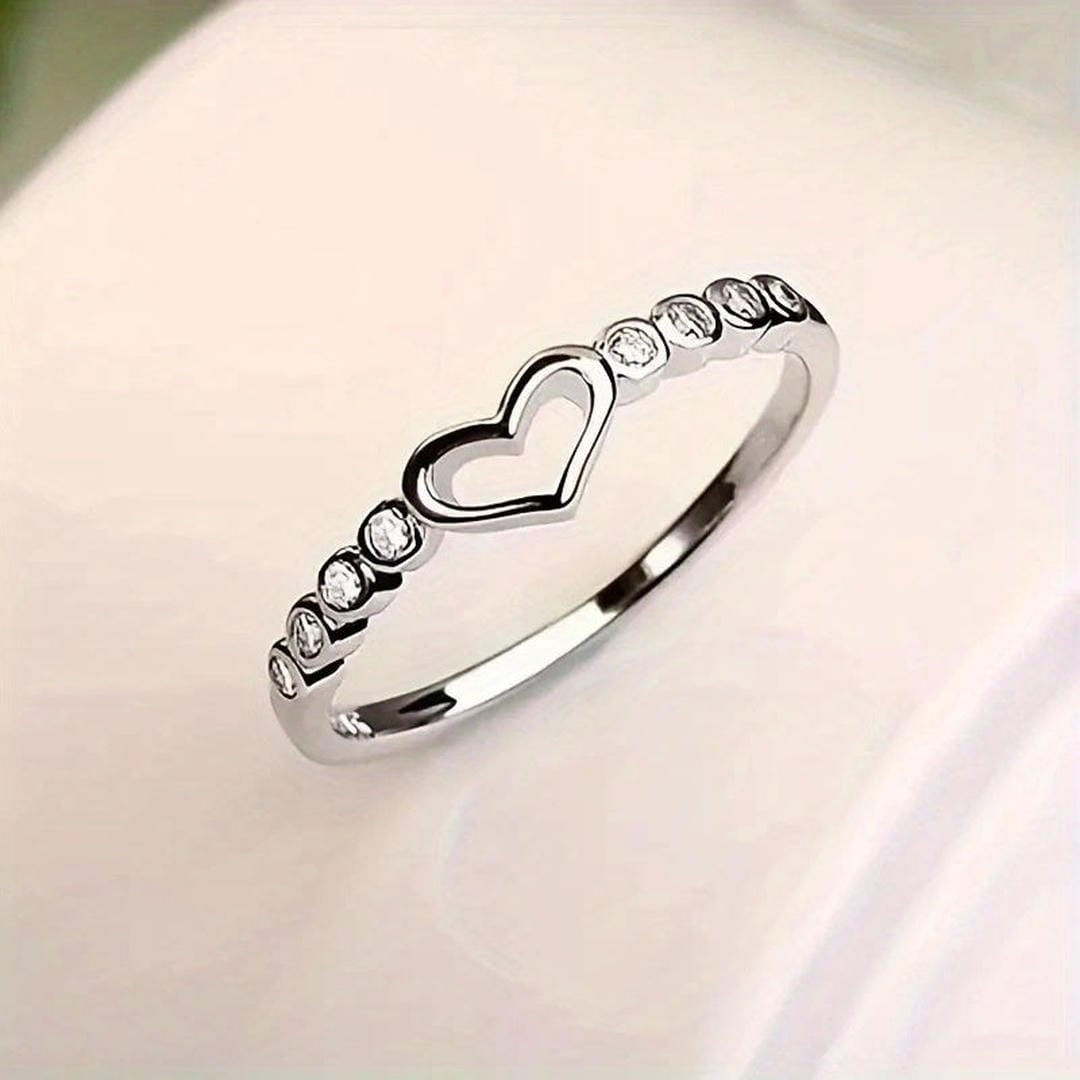 Open Heart Crystals Accent Ring