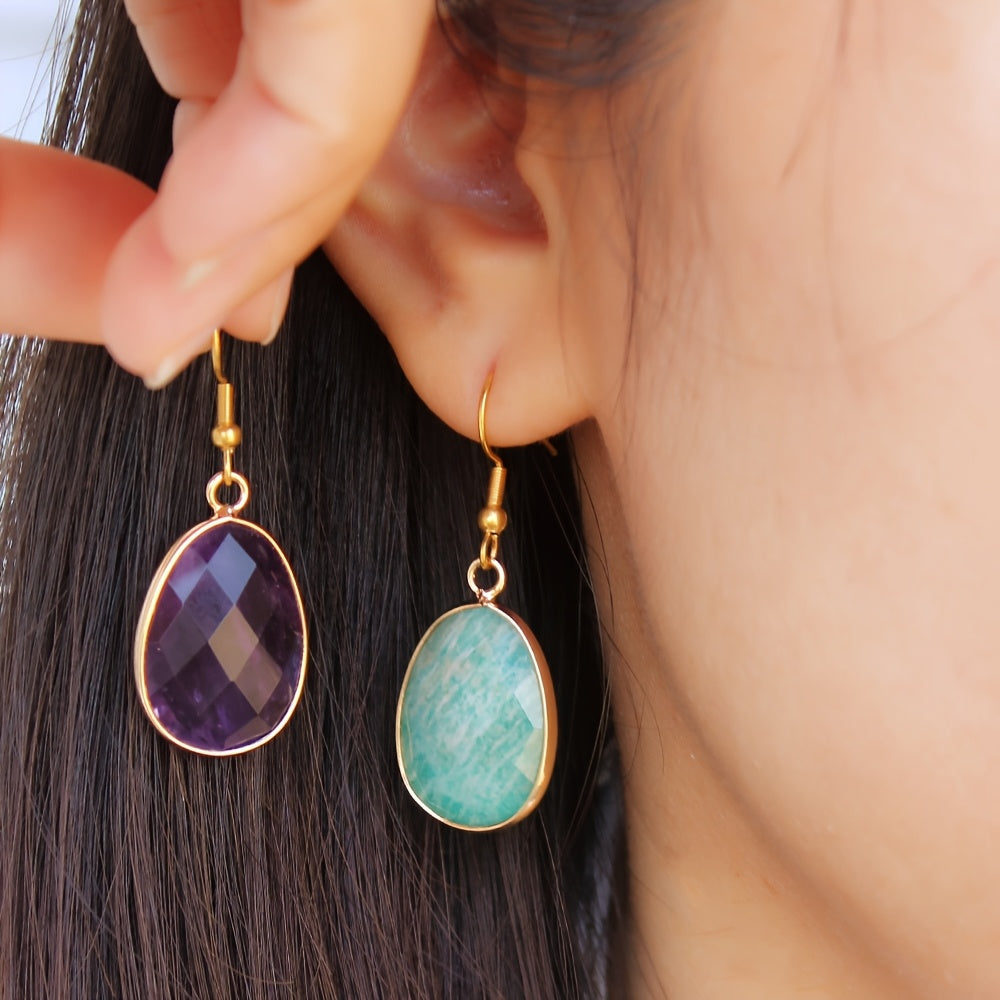 Sculpted Stone Gold Earrings