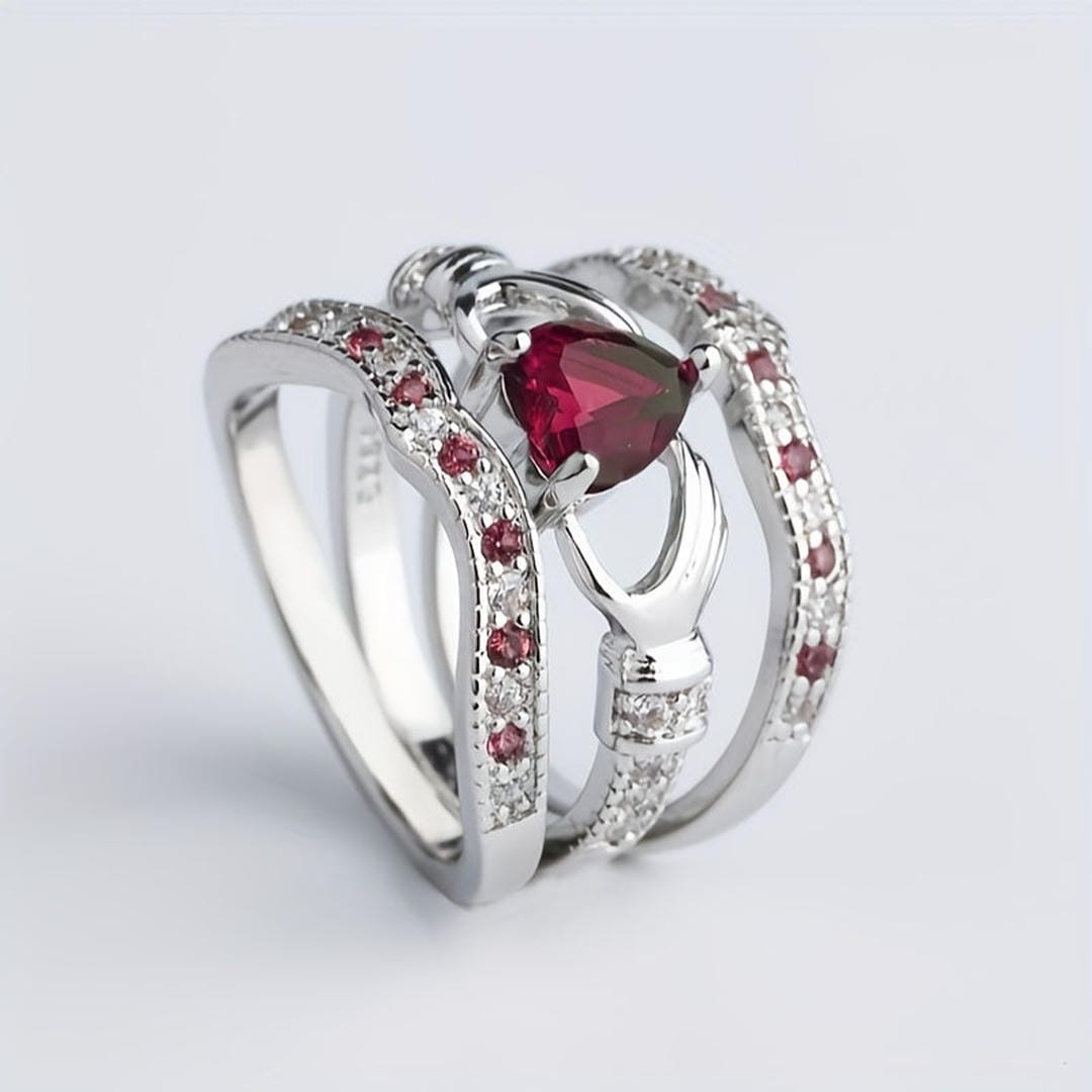 Heart Claddagh Ring Set