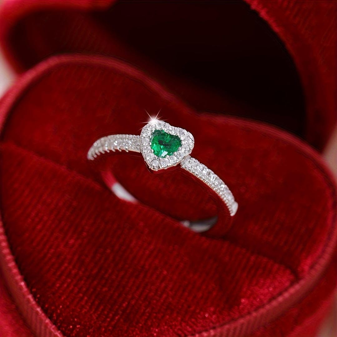 Heart Halo Crystal Promise Ring