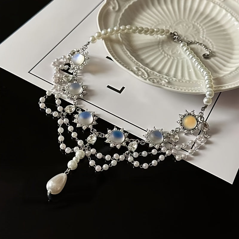 Moonstone Pearl Statement Choker