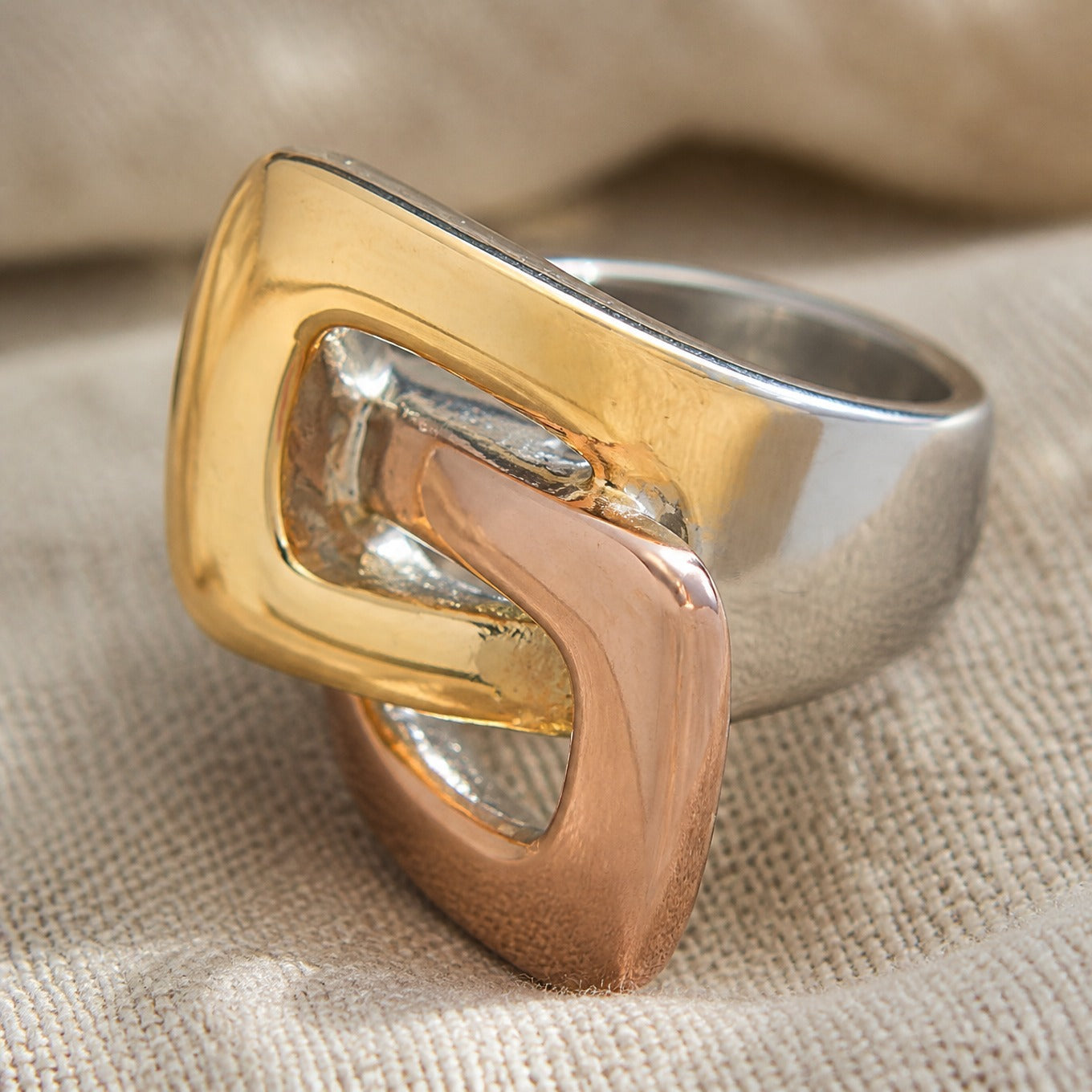 Sculpted Trinity Statement Ring