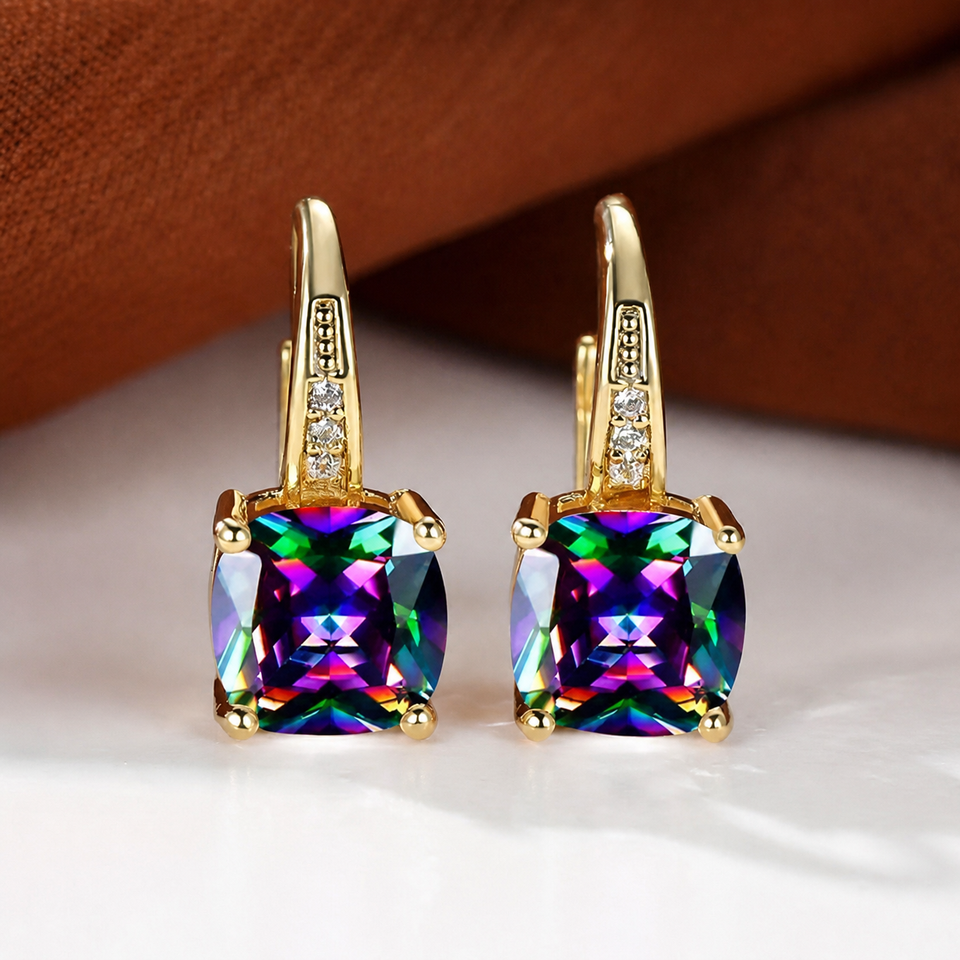 Mystic Stone Hoop Earrings