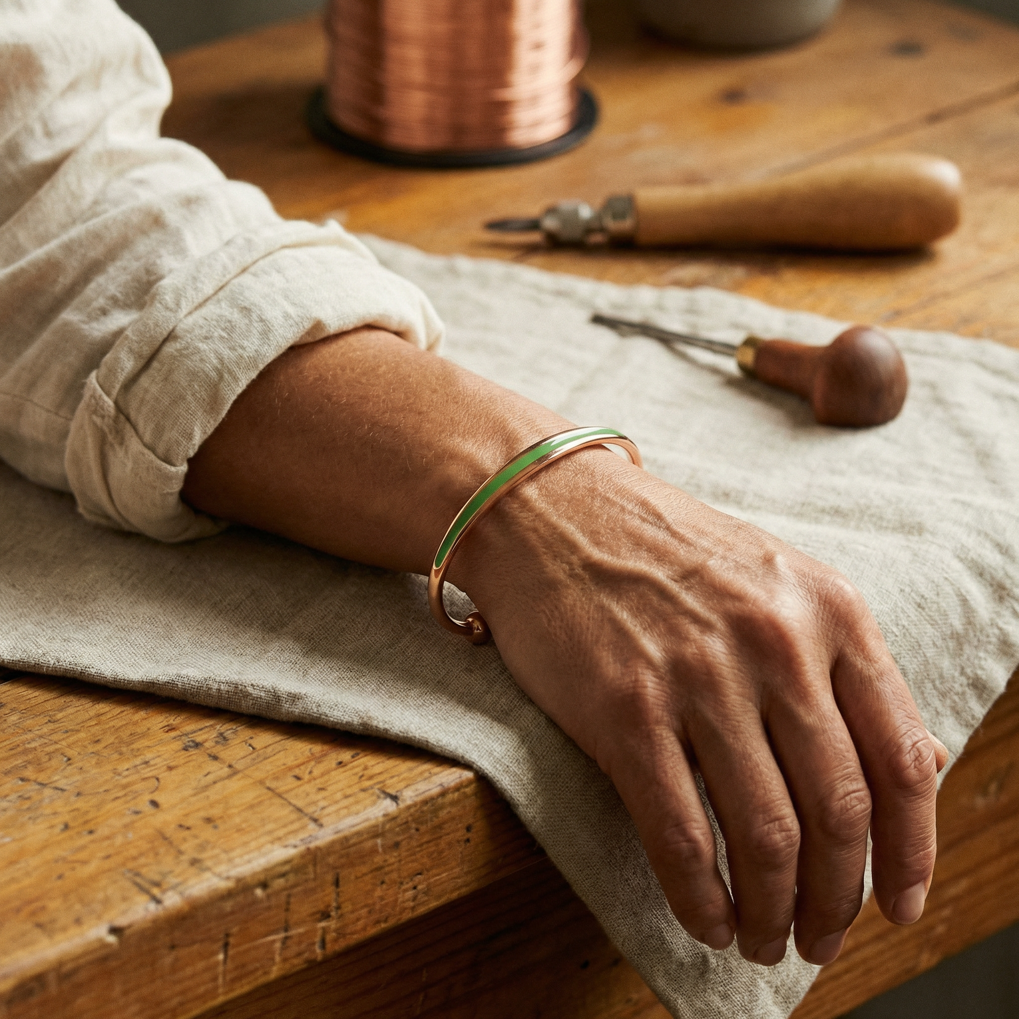 Infinity Jade Copper Bracelet