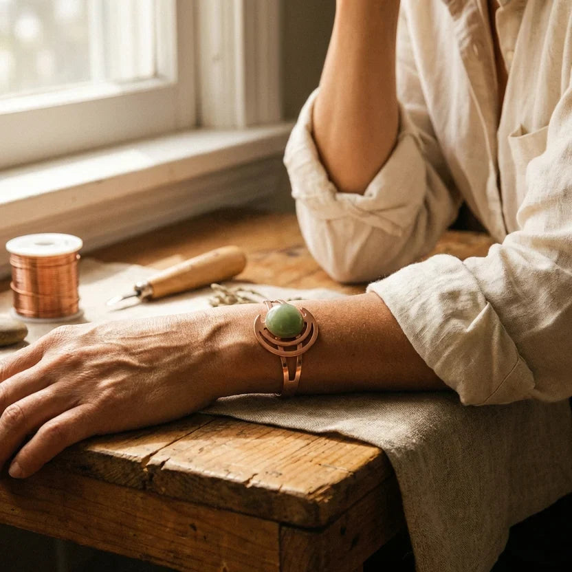 Eternal Emerald Sphere Copper Bracelet