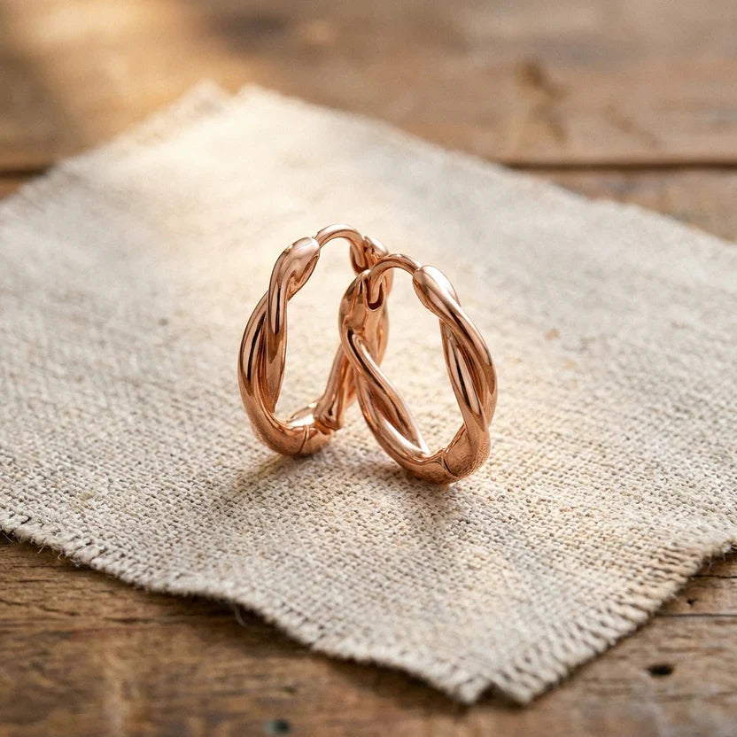 Sculpted Copper Hoop Earrings