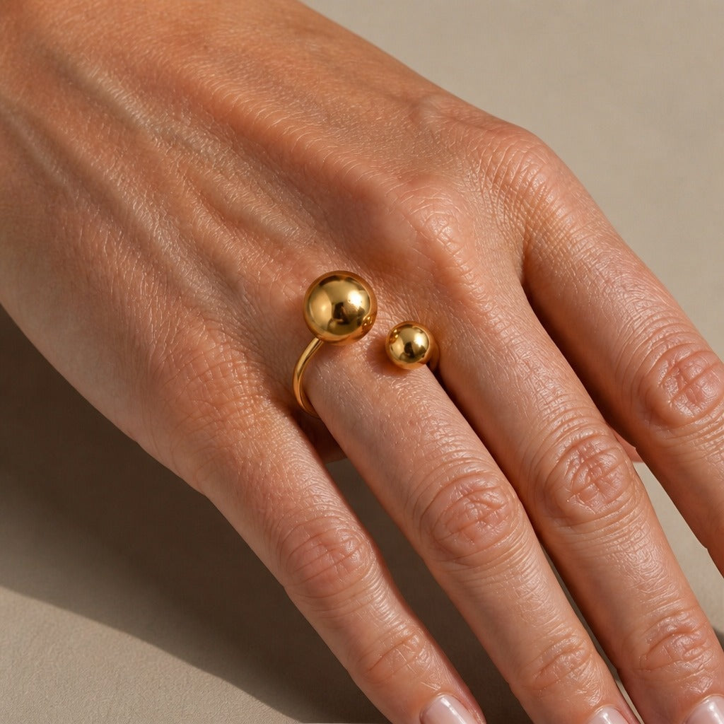 Camille Golden Sphere Ring