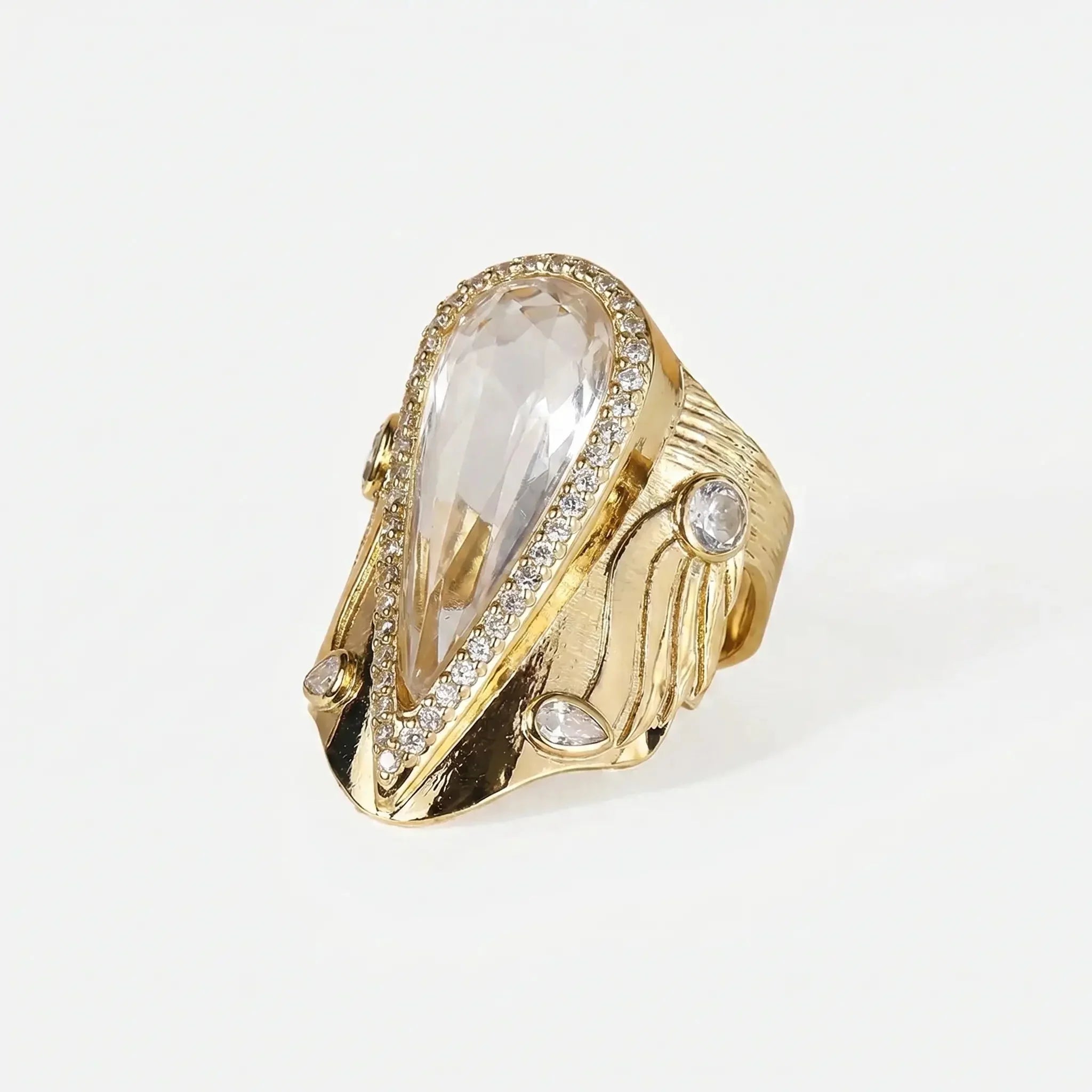 Iconic Teardrop Halo Ring
