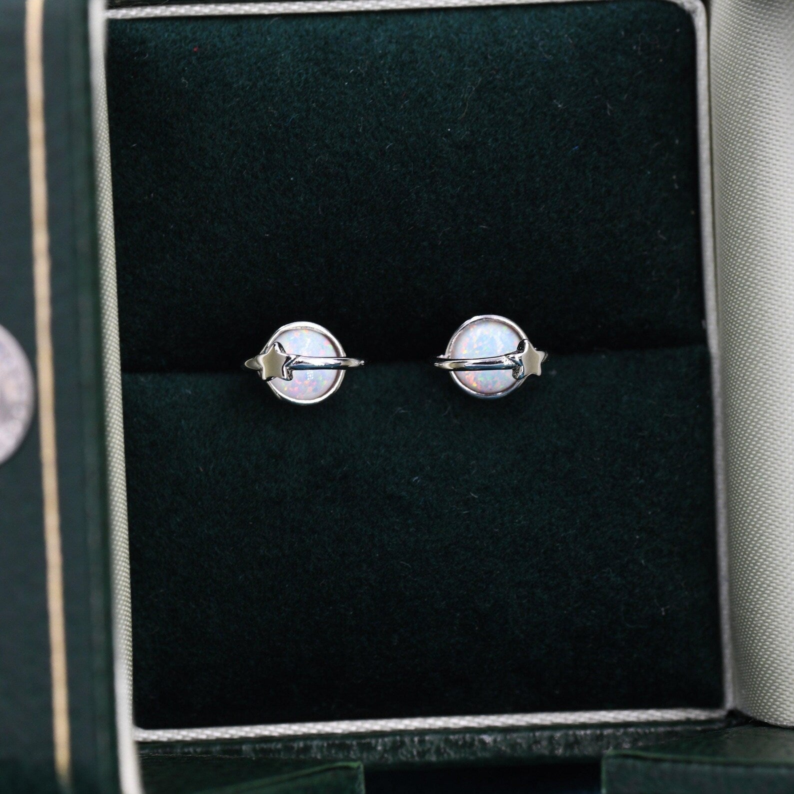 Vintage Silver Rose Moonstone Earrings