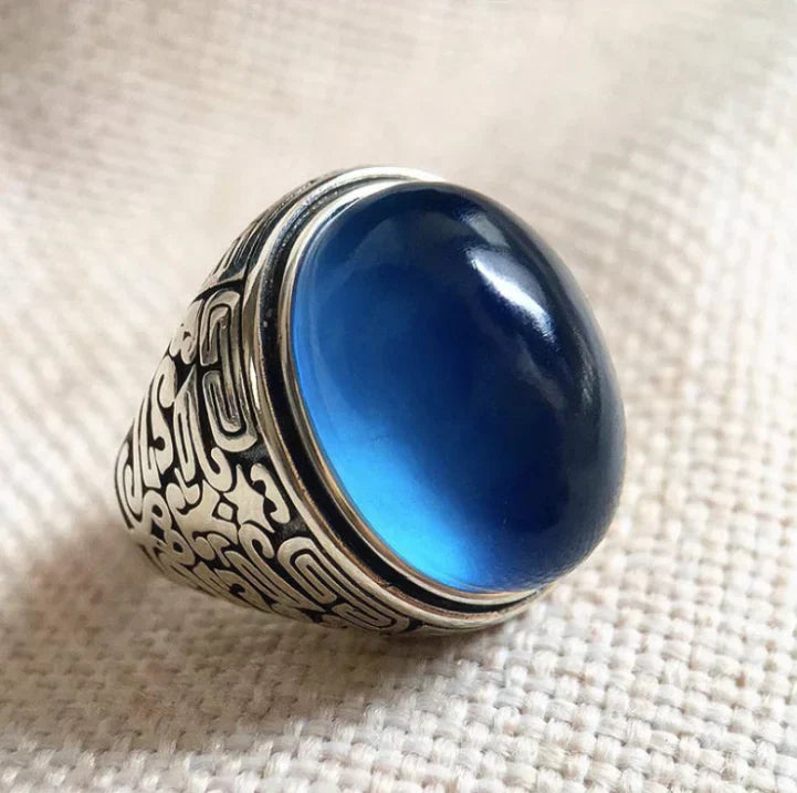 Silver Blue Chalcedony Ring