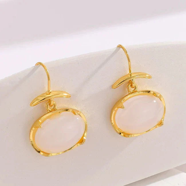 Elegant Oval Moonstone Earrings