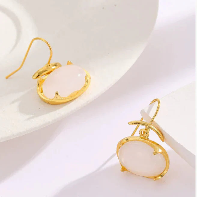 Elegant Oval Moonstone Earrings