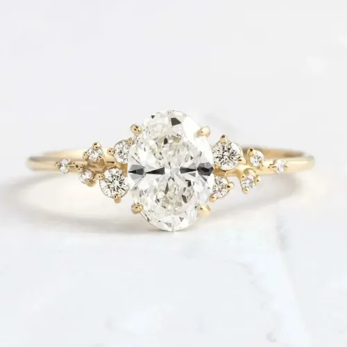 Oval Solitaire Crystal Accent Ring