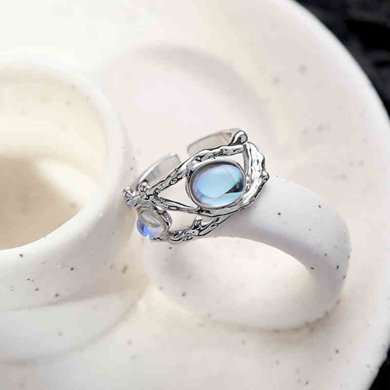 Organic Silver Branch Moonstone Ring