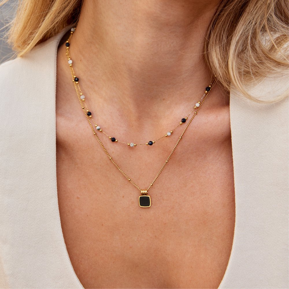Layered Necklace with Stones