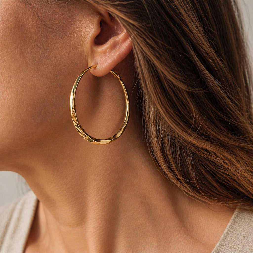 Contemporary Hoop Gold Earrings