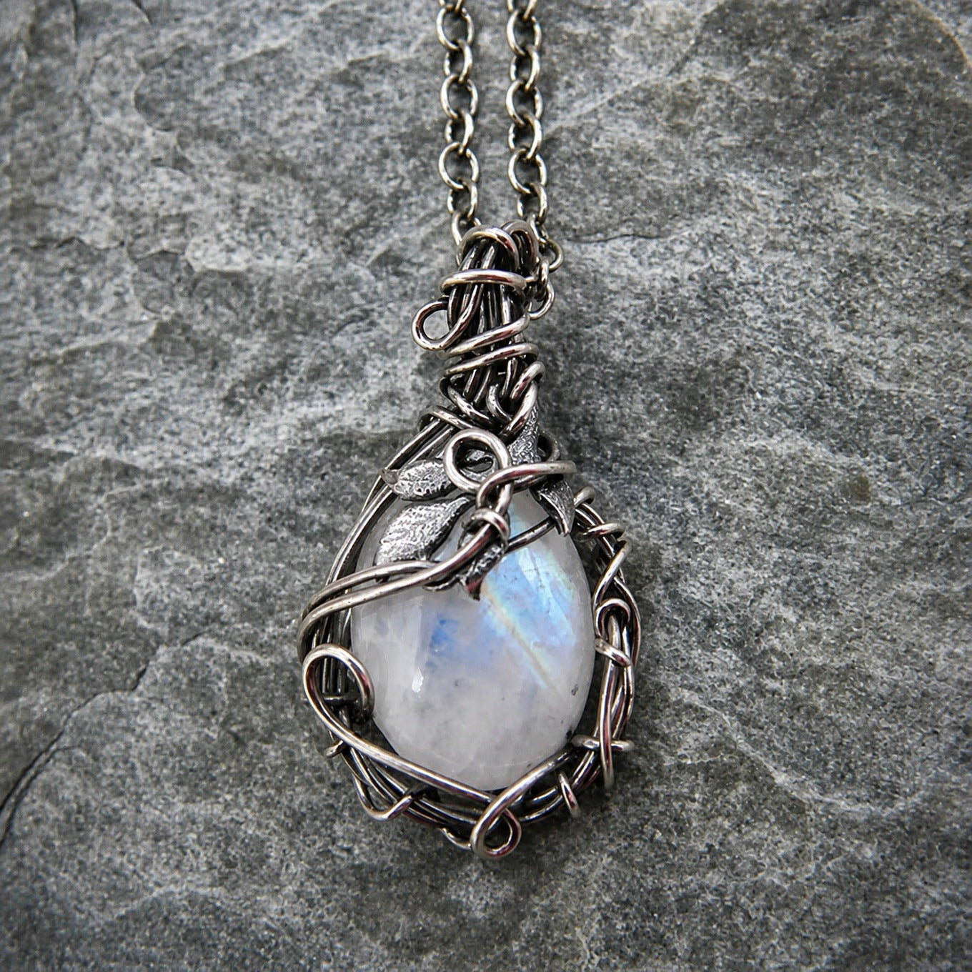 Antique Silver Aura Quartz Necklace