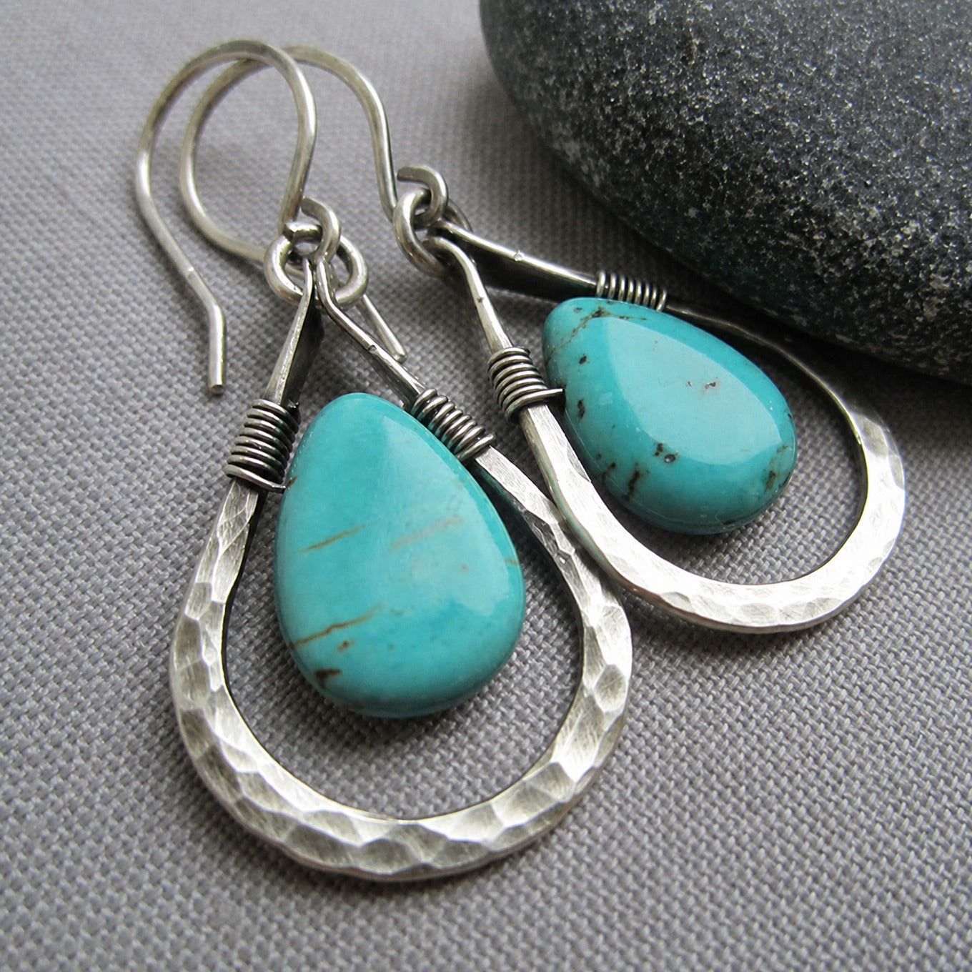 Handcrafted Turquoise Silver Earrings