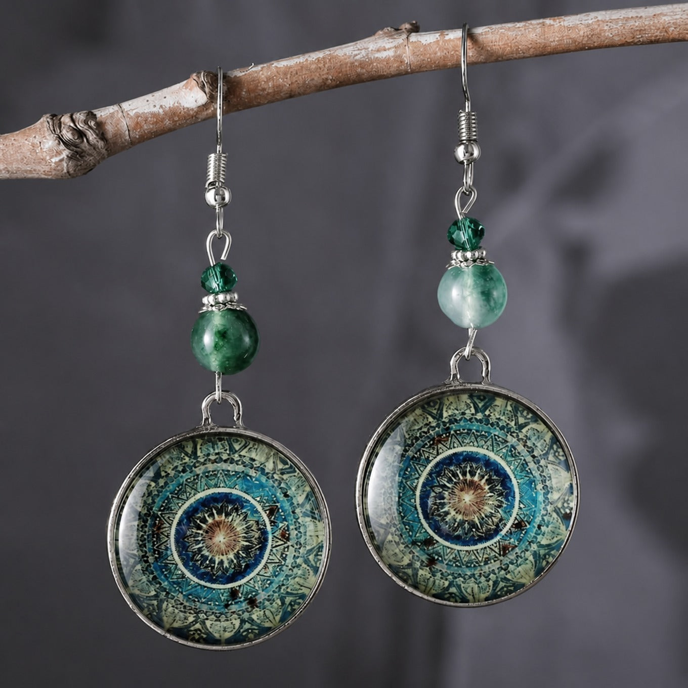 Opulent Blue Mandala Earrings