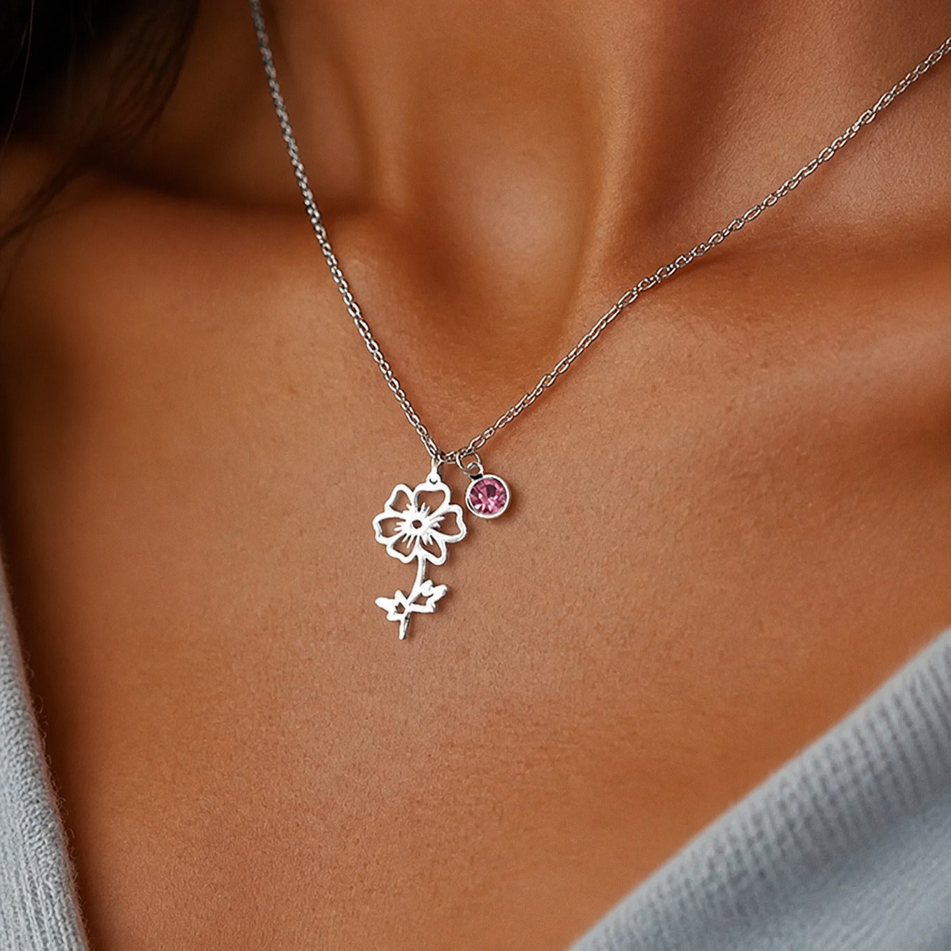 Personalized Botanical Pendant Necklace