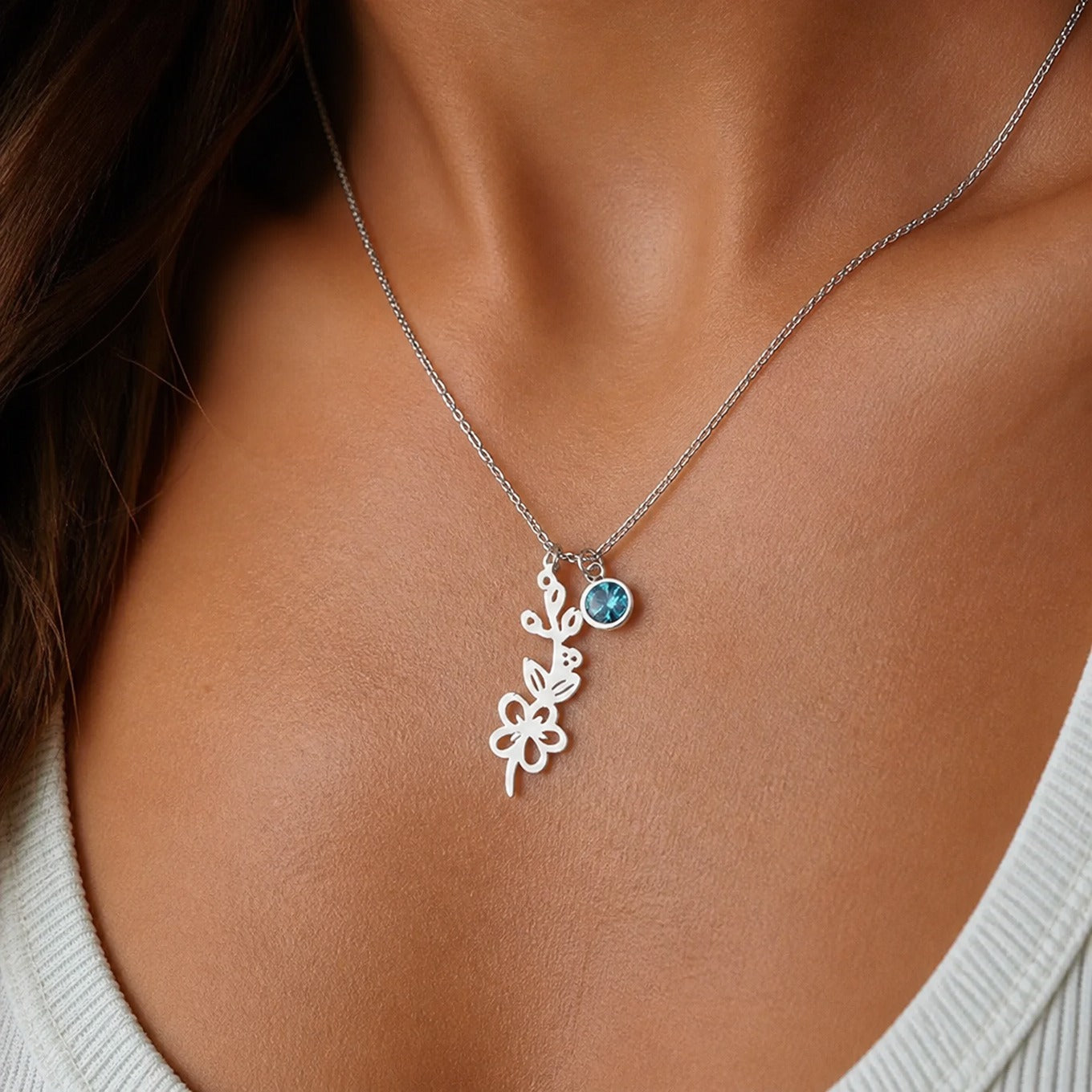 Personalized Botanical Pendant Necklace