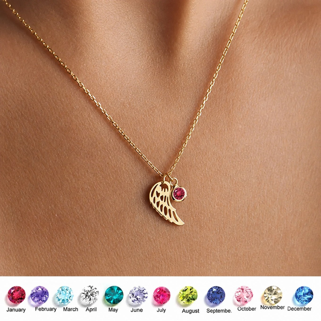Guardian Angel Birthstone Necklace