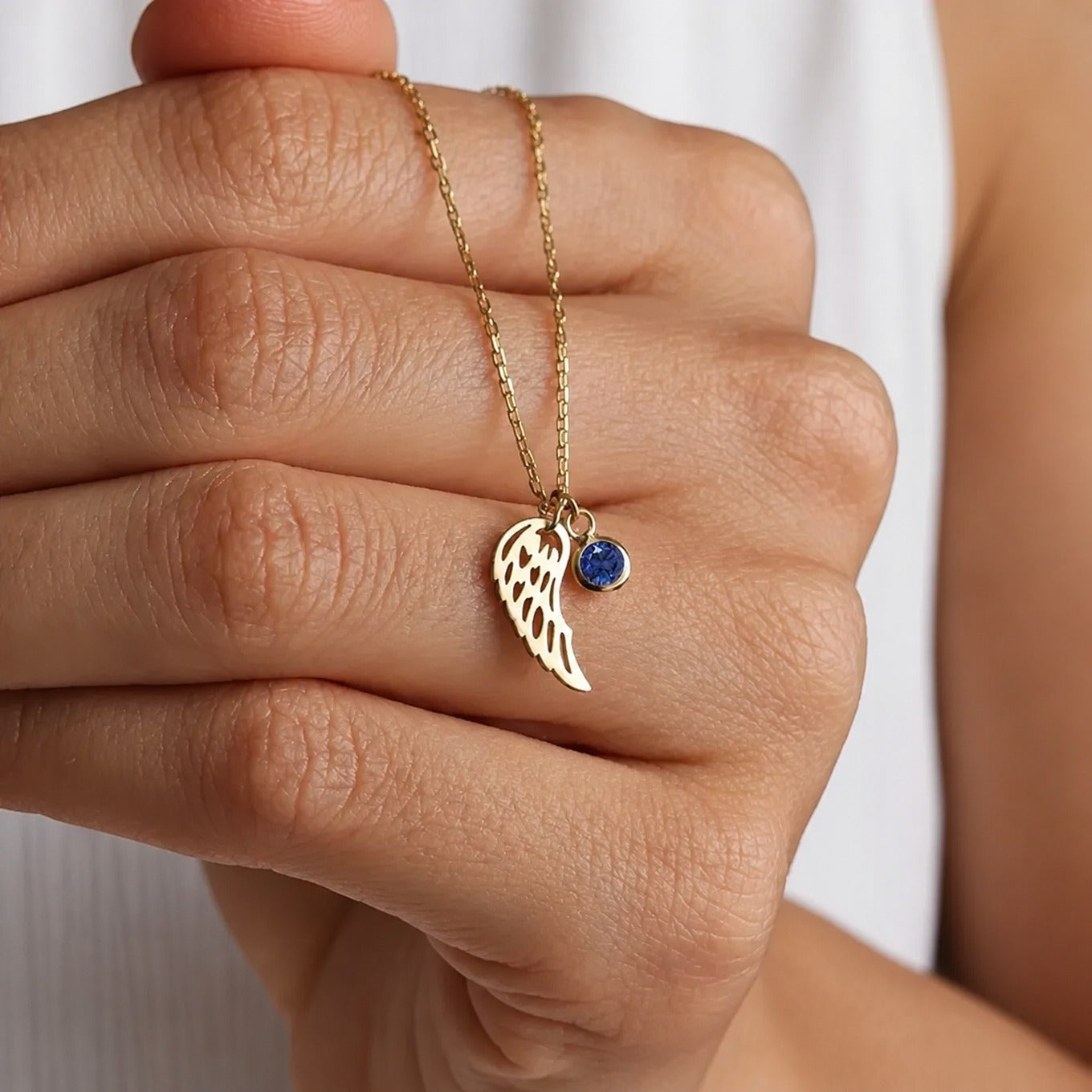 Guardian Angel Birthstone Necklace