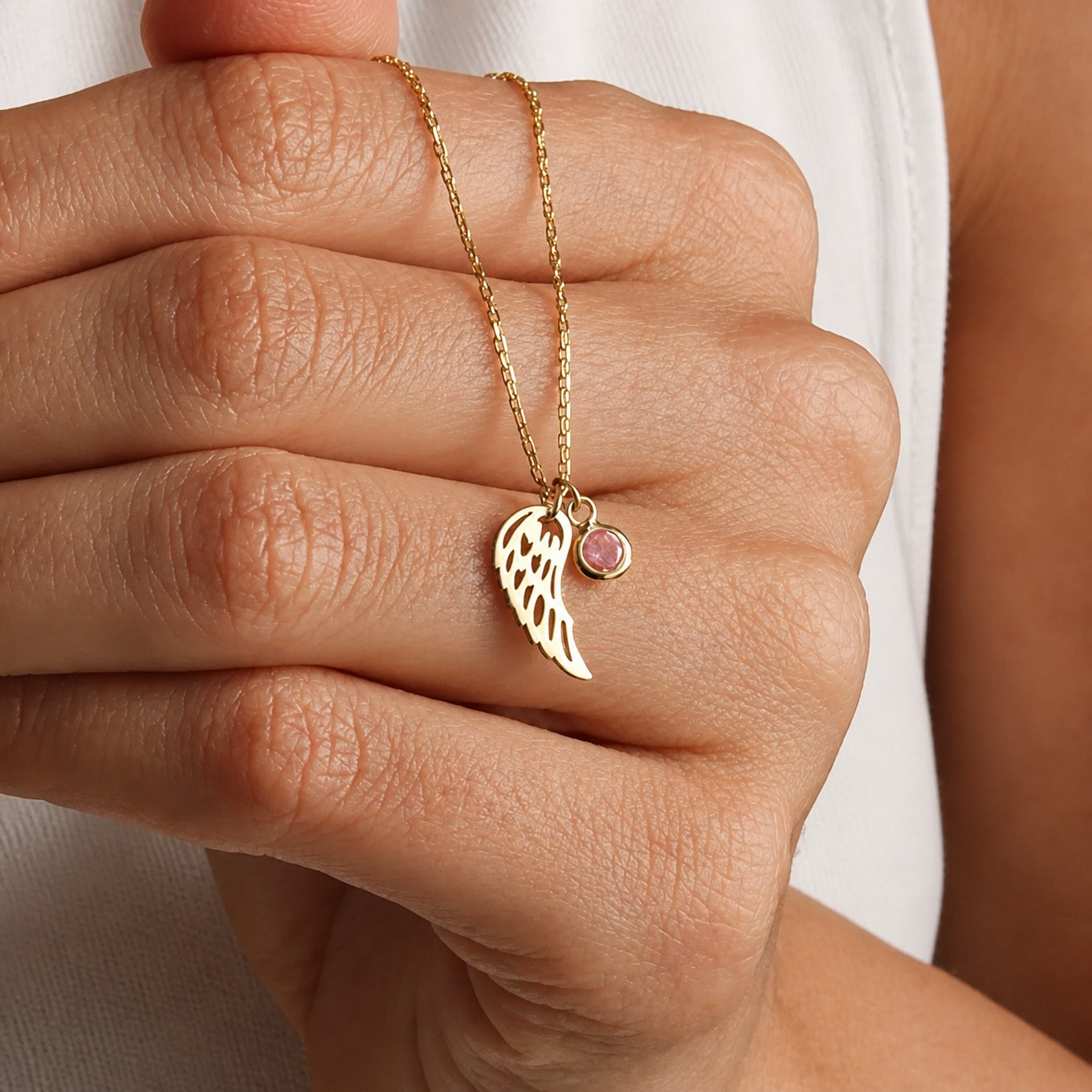 Guardian Angel Birthstone Necklace