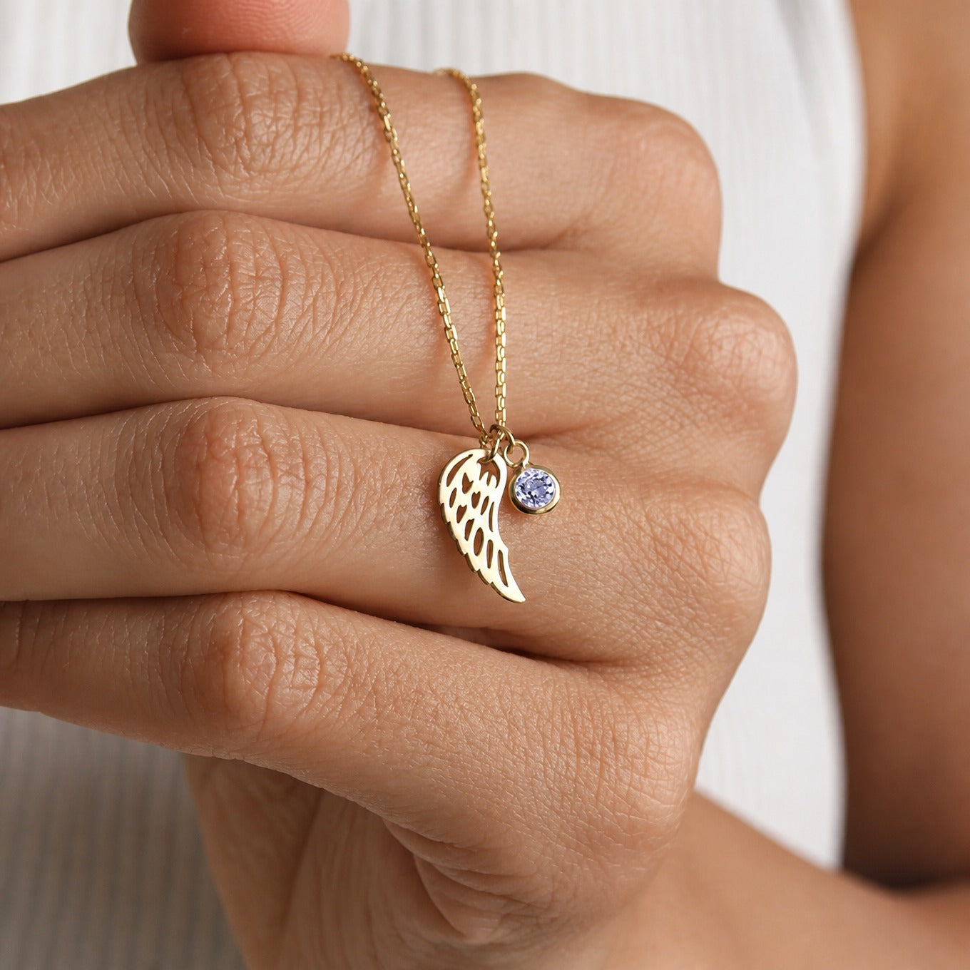 Guardian Angel Birthstone Necklace