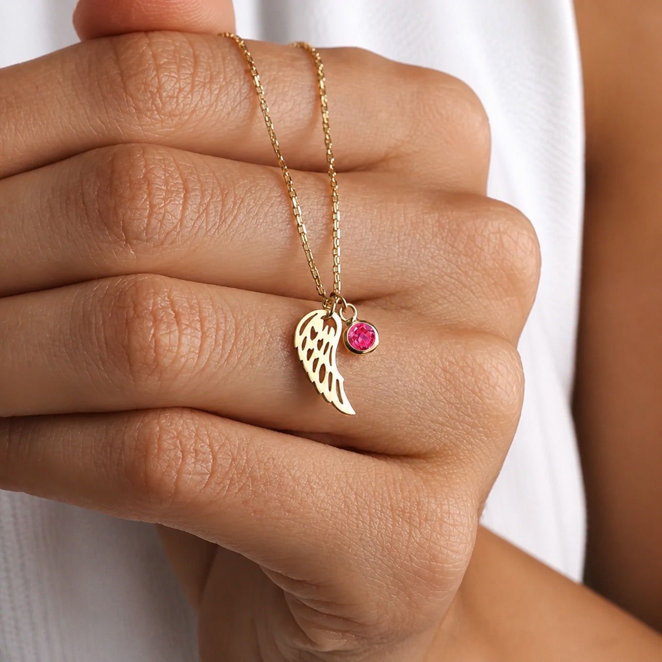Guardian Angel Birthstone Necklace