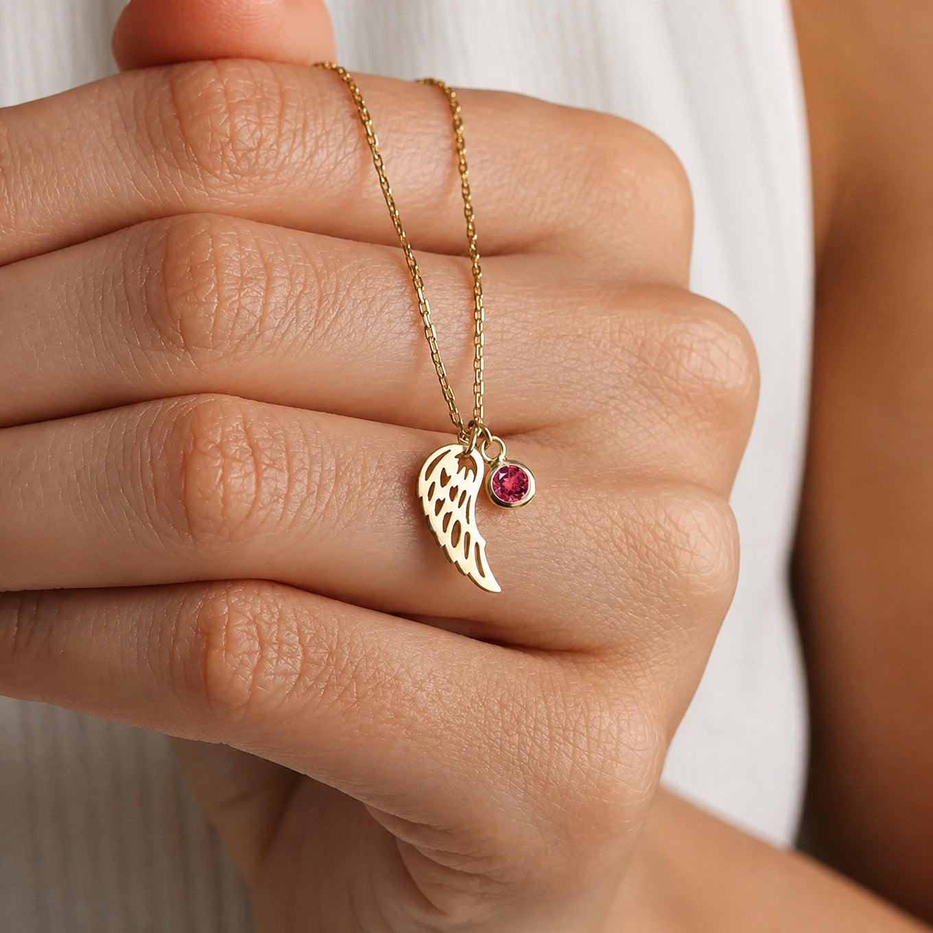 Guardian Angel Birthstone Necklace