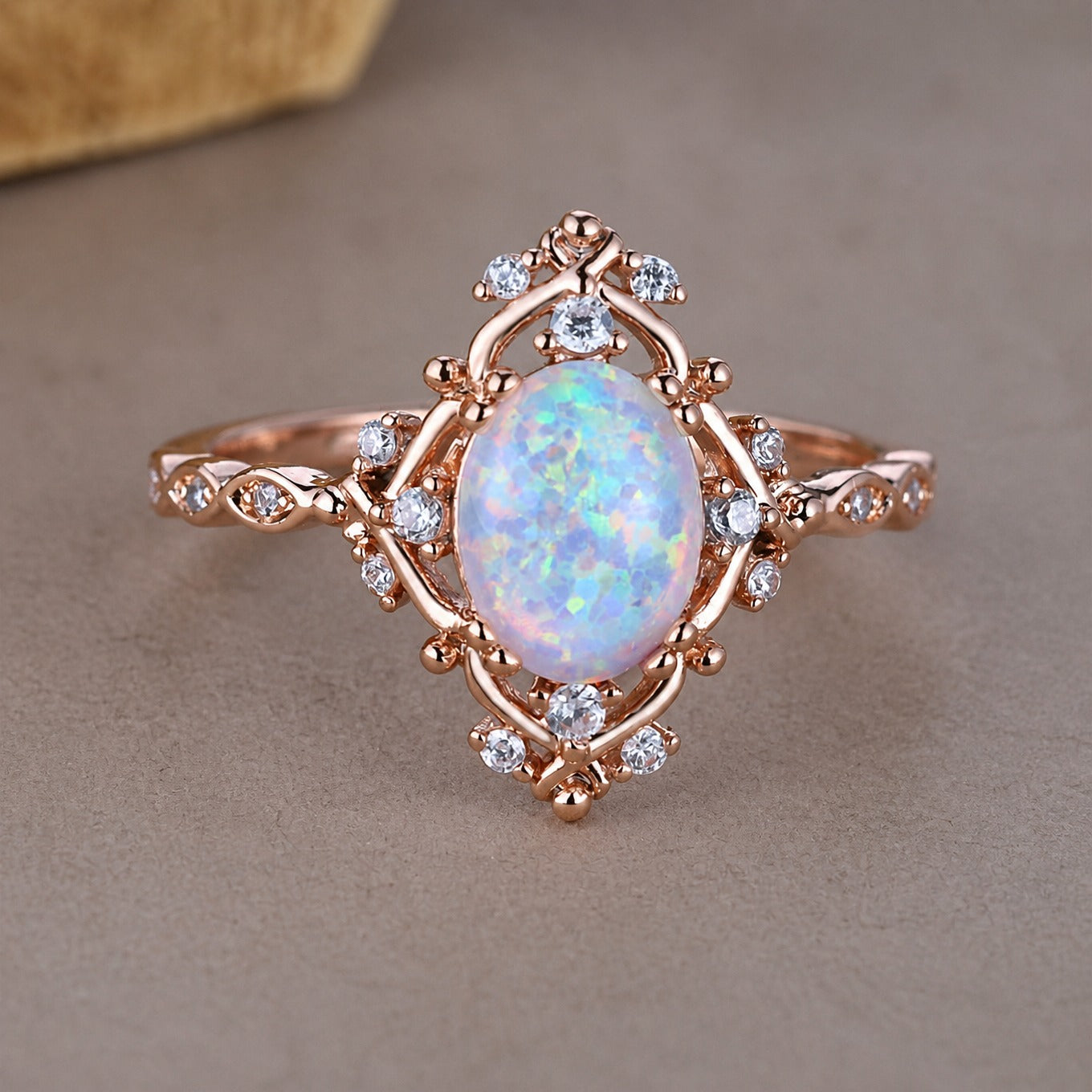 Opal Blossom Rose Ring