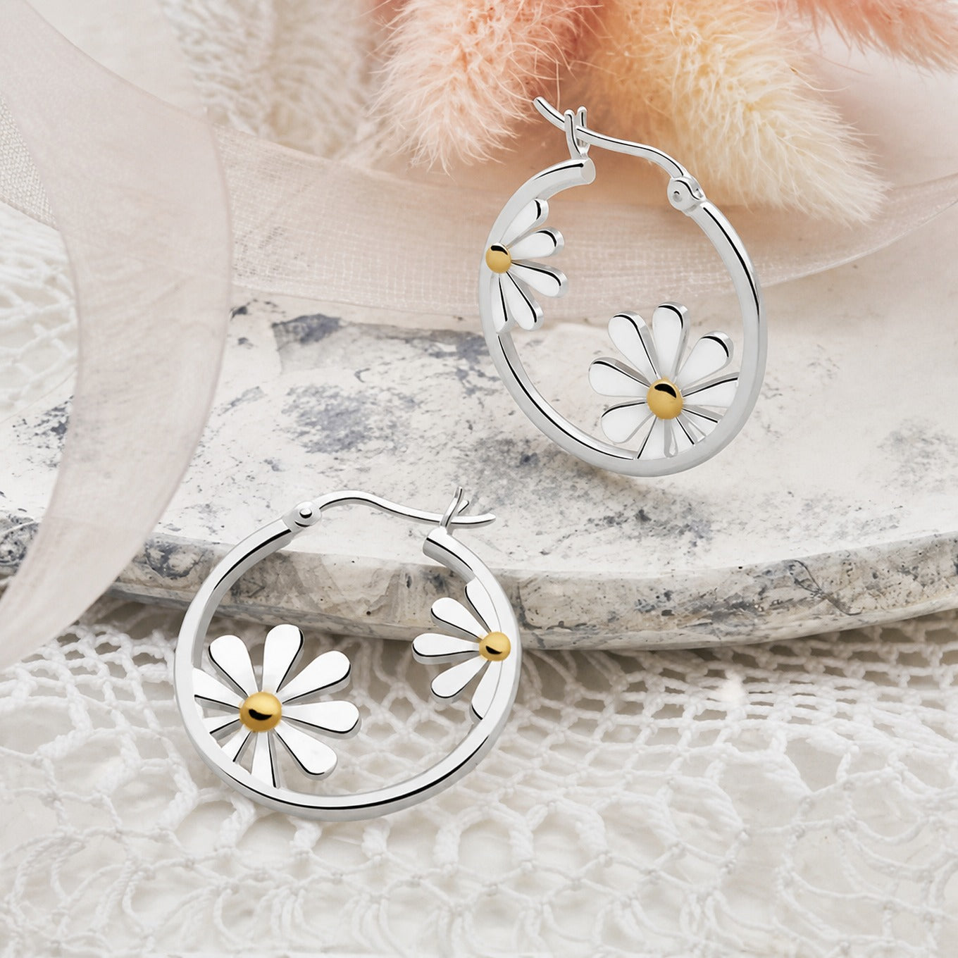 Petite Daisy Silver Earrings