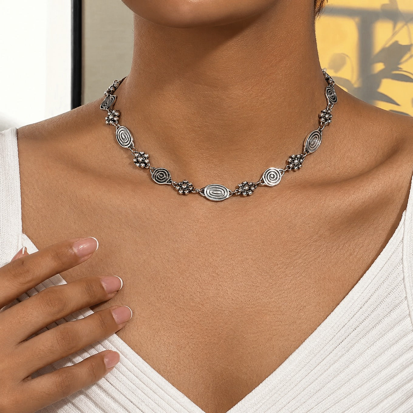 Boho Exotic Silver Necklace