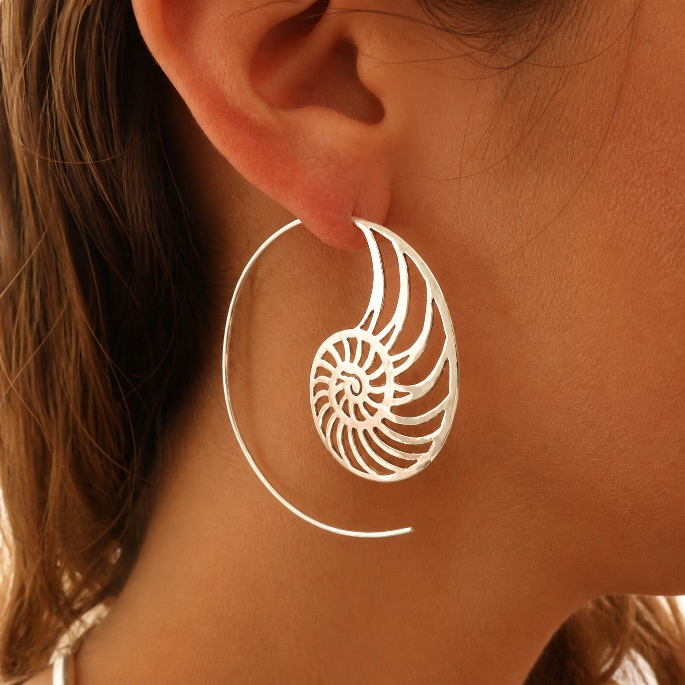 Spiral Beach Gold Earrings