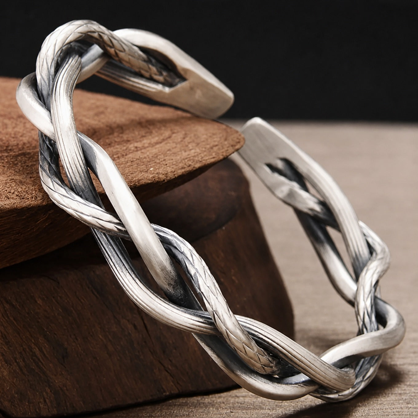 Ornate Braided Silver Bracelet