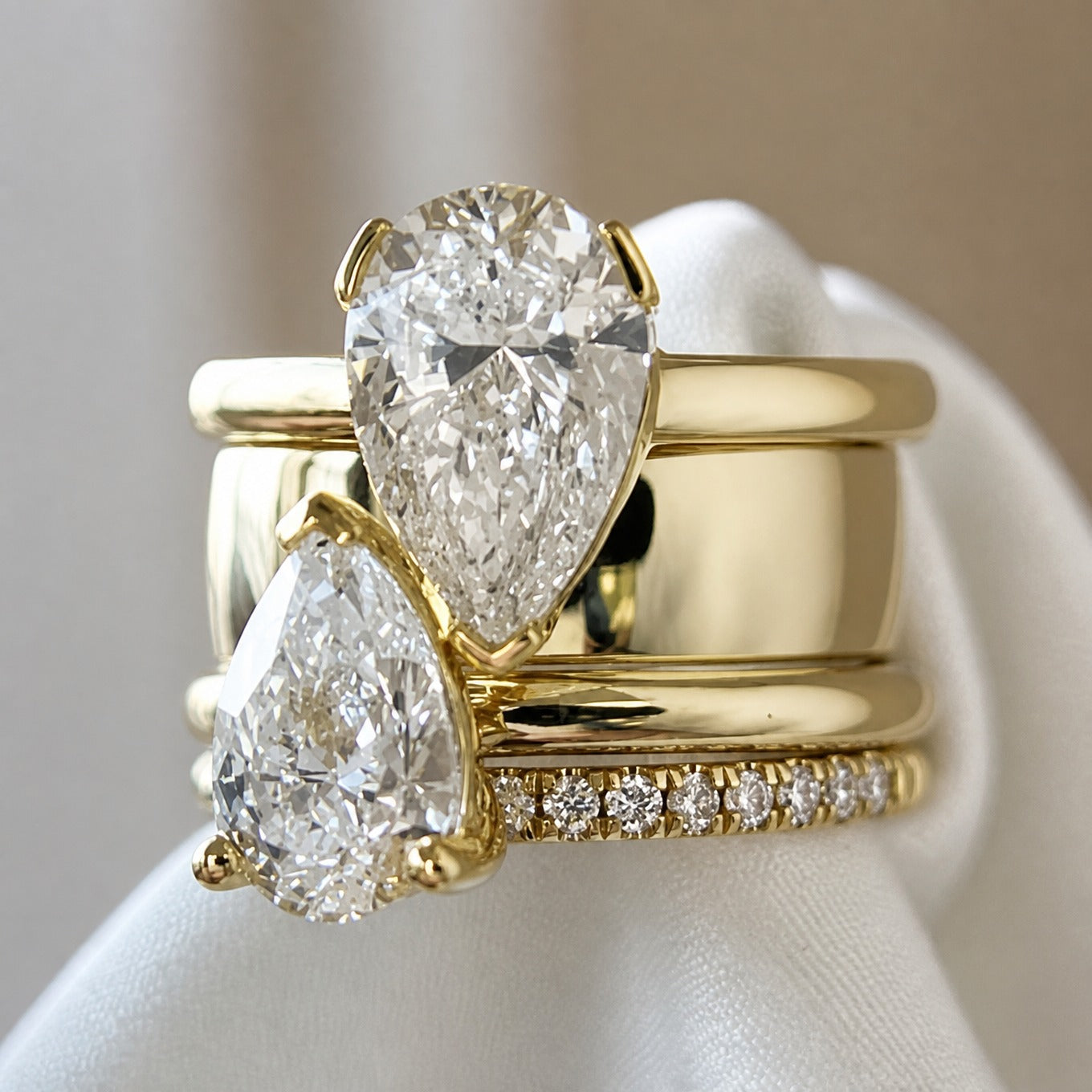 Vintage Dual Zirconia Drop Ring