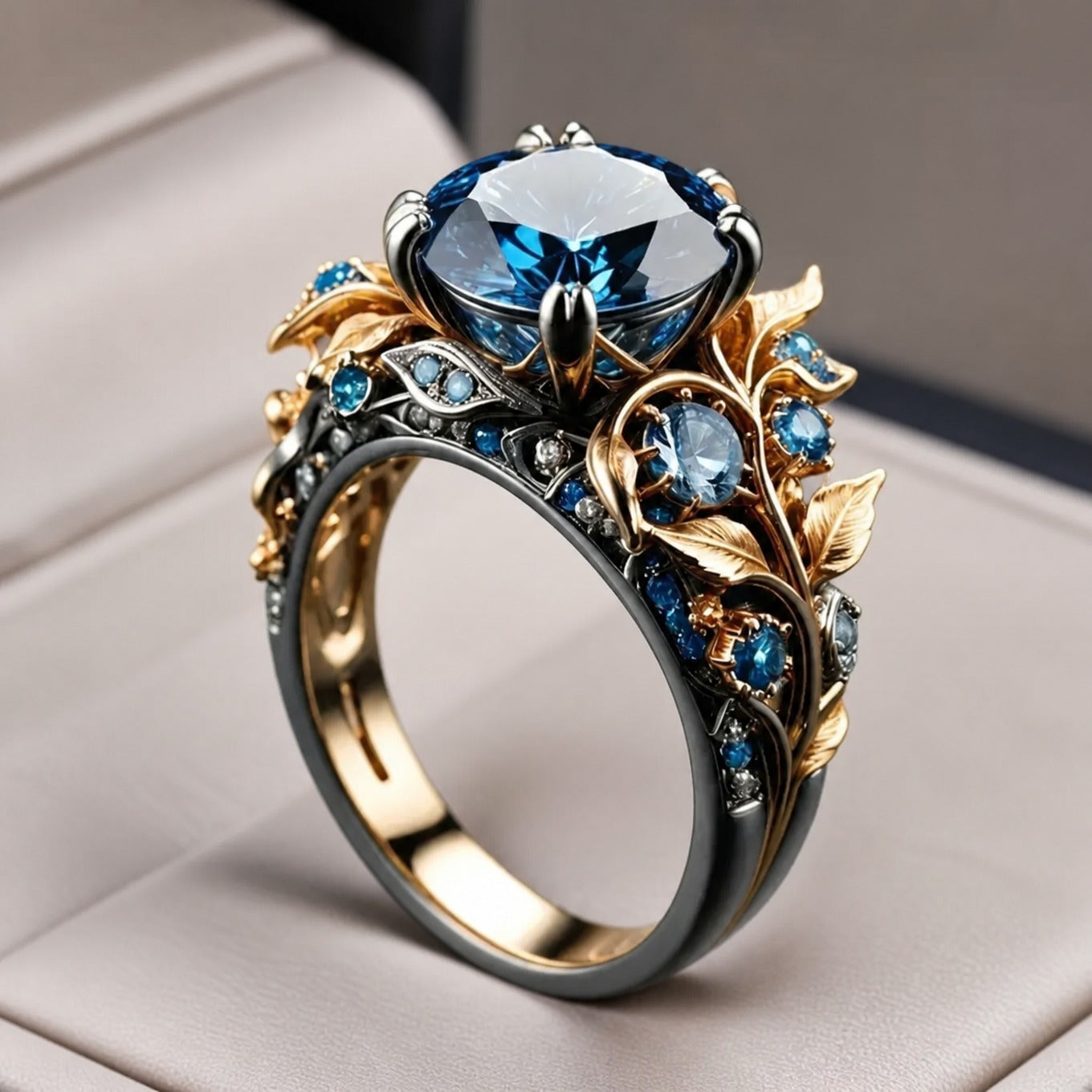 Azure Bloom Crystal Flower Ring