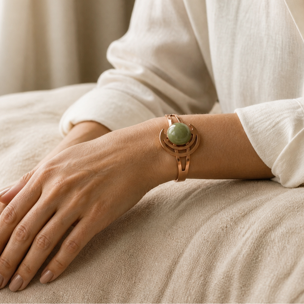 Eternal Emerald Sphere Copper Bracelet