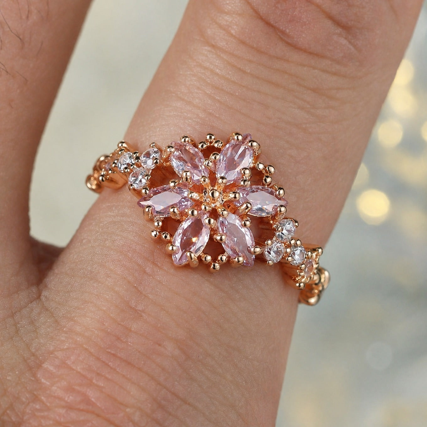 Golden Petal Pink Ring