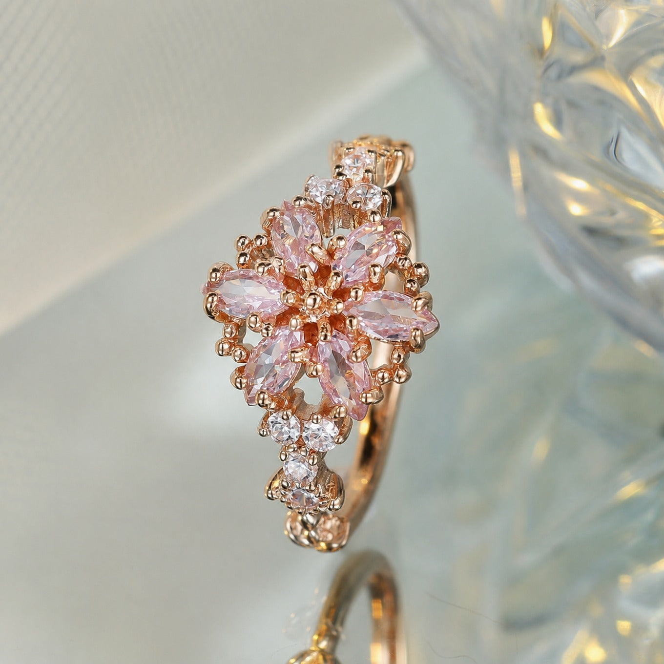 Golden Petal Pink Ring