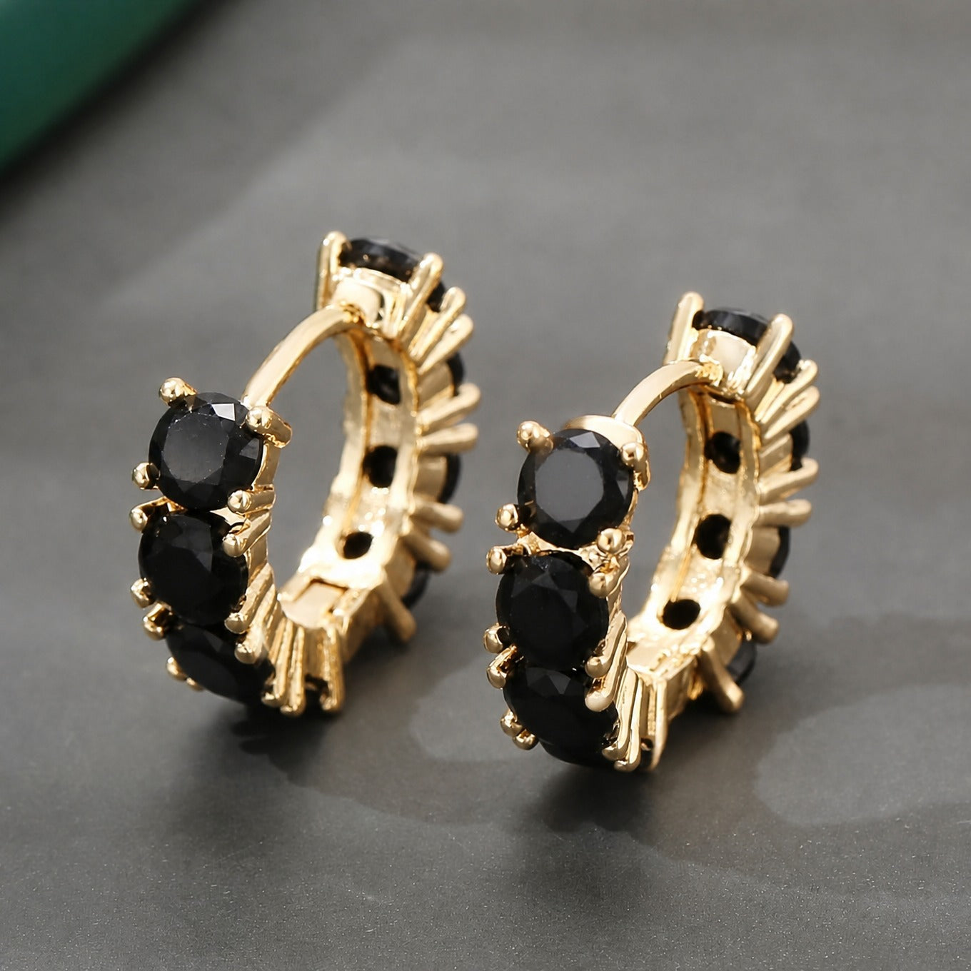 Luminous Onyx Zirconia Earrings