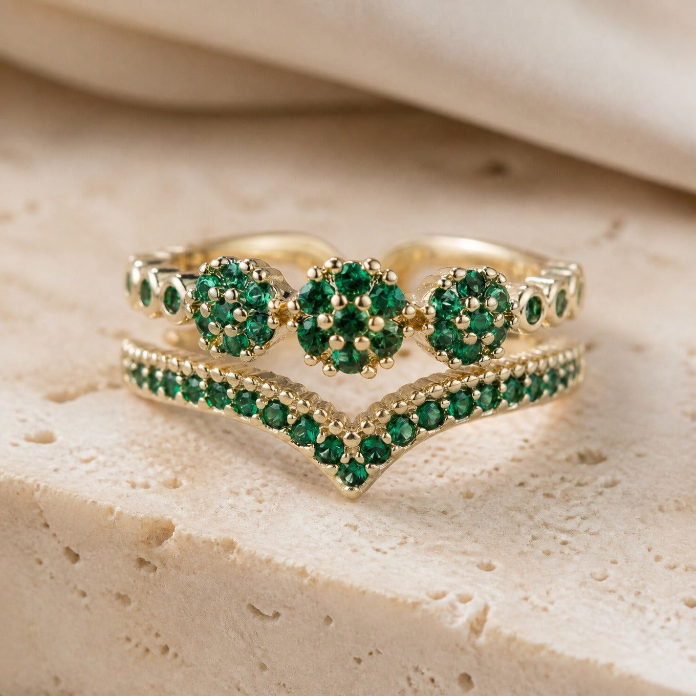 Emerald Enchanted Crown Ring