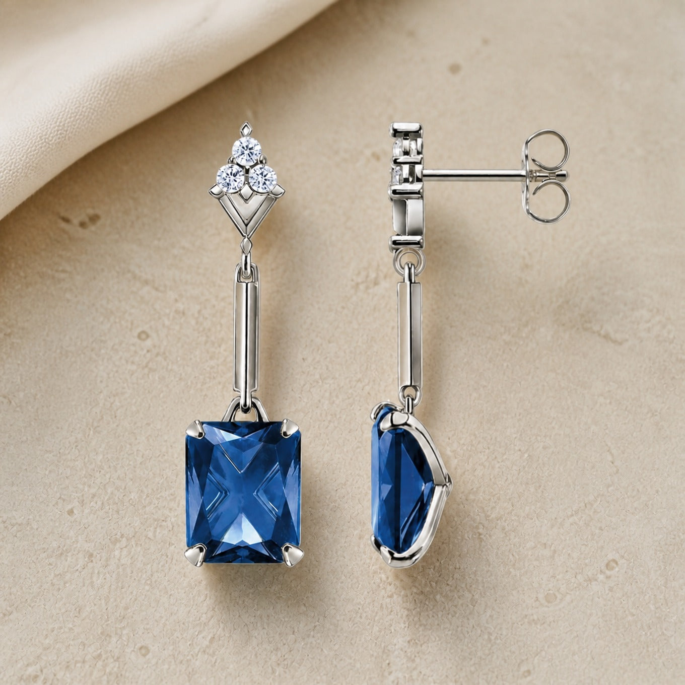 Sapphire Blue Dangle Earrings
