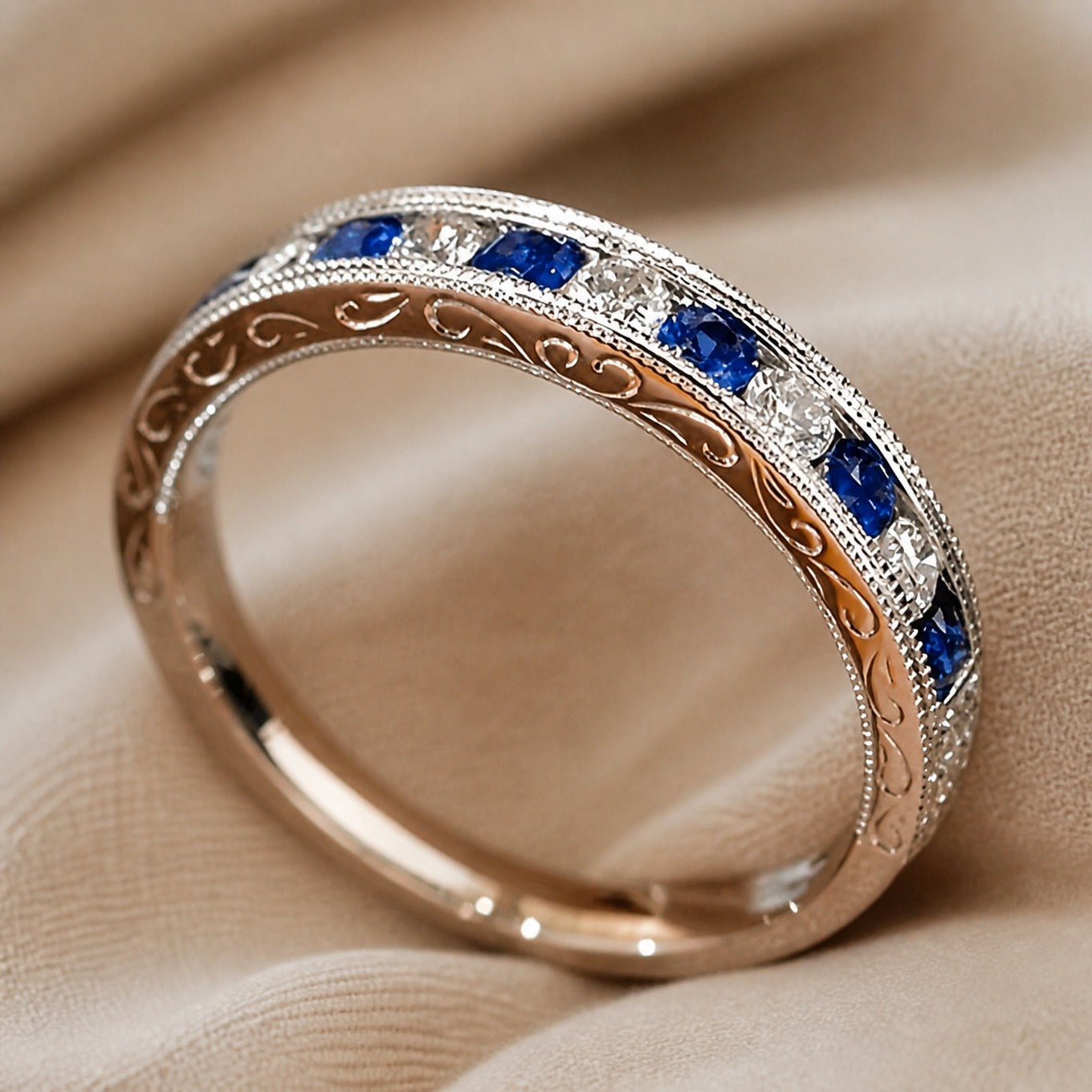 Sapphire Heirloom White Gold Ring