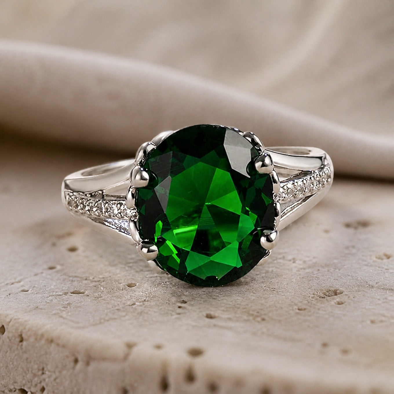 Emerald Treasure Solitaire Ring